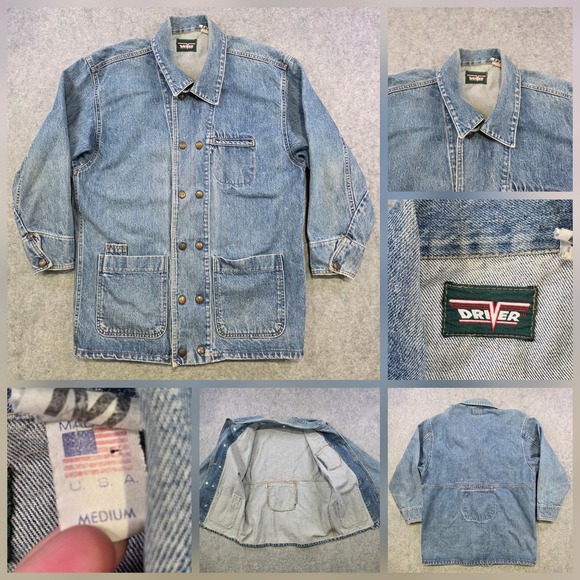 Driver Club USA Other - VTG Driver Jacket Mens Medium Blue‎ Denim Chore Workwear Utility Snap Made USA
